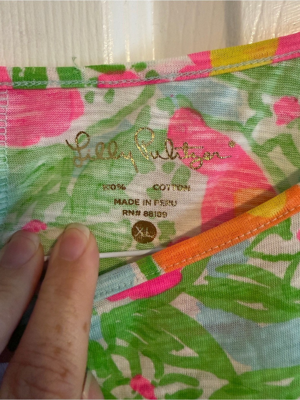 Lilly Pulitzer Marlowe T-Shirt Dress XL Pool Pink Lemonade Citrus Floral Cotton - Picture 2 of 6